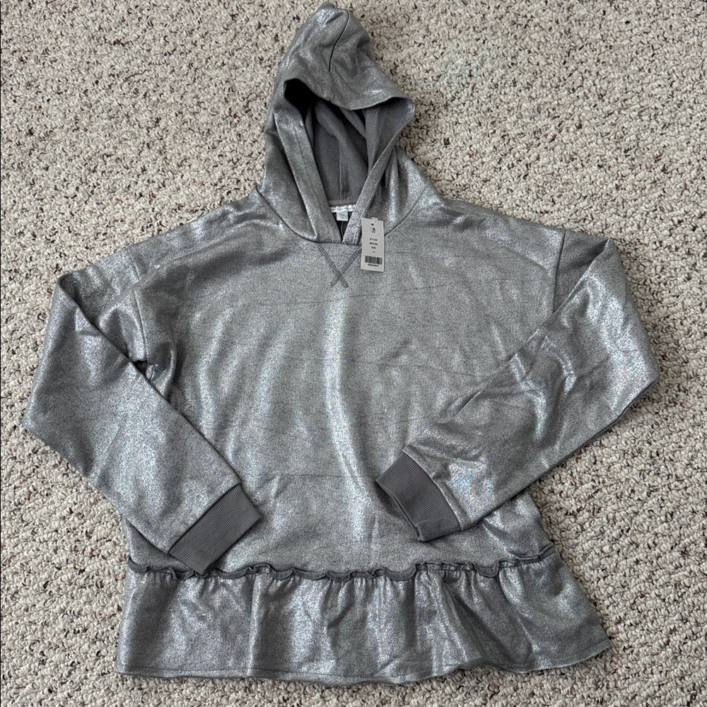 Silver Metallic Hoodie by Rockets of Awesome Size 14